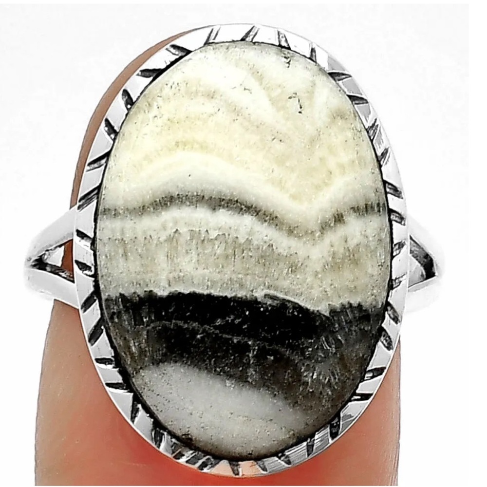 Genuine Prairie agate gemstone ring 8 or 8.5